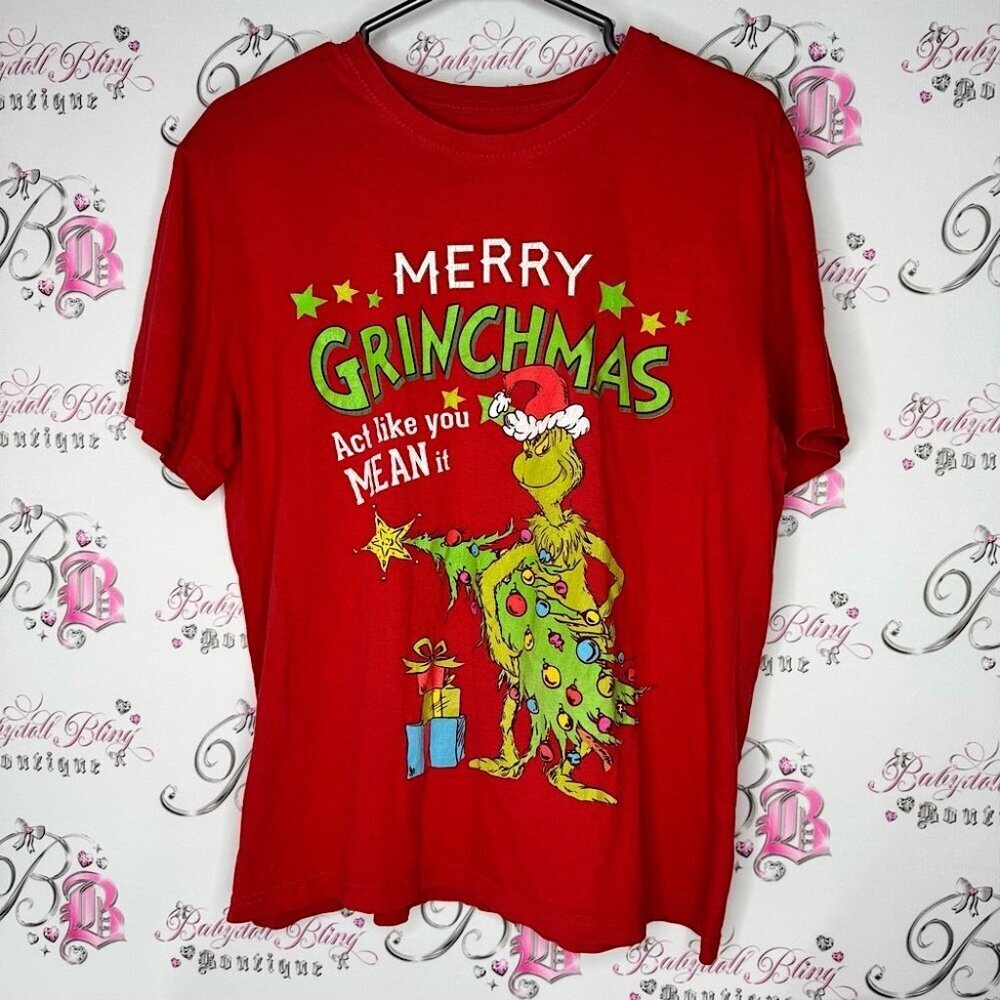 The grinch dr.Seuss Red Grinchmas T-Shirt act like you mean it Christmas 🎄 top